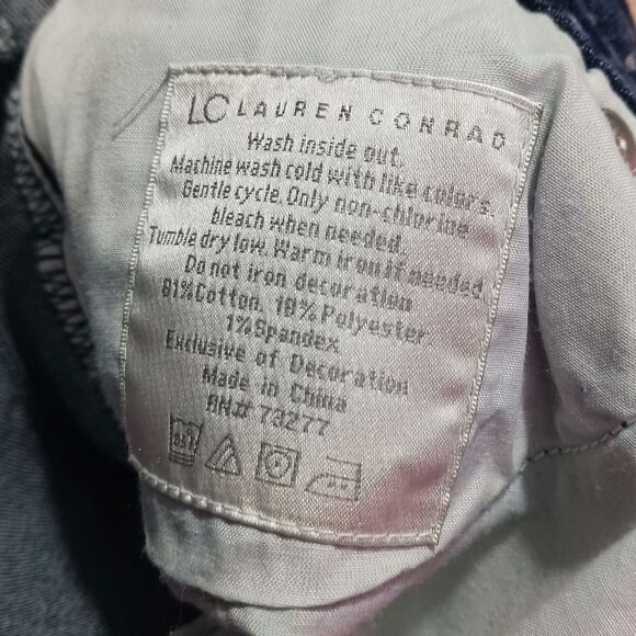 Lauren Conrad Ankle Jeans Womens 10 Medium Wash Denim White Polka Dots - Picture 5 of 7